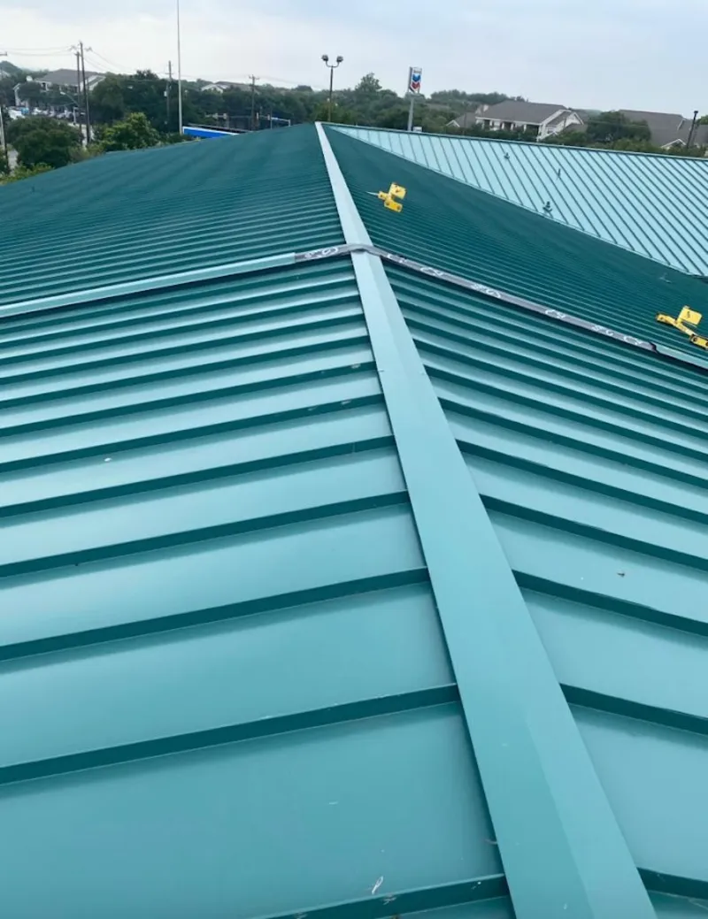 Green commercial metal roof ridge and valley for Metal Roof Repair in Red Bluff
